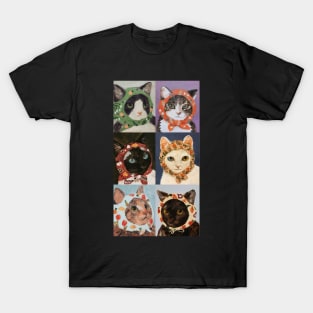 six cats wearing head scarf painting T-Shirt